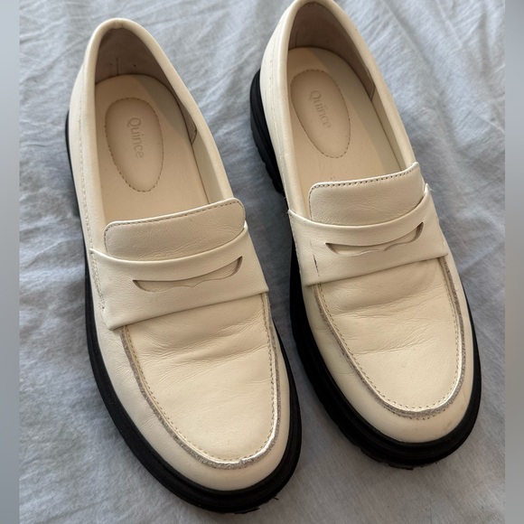 Quince Italian Leather Lug Sole Loafers in Bone US 7 EU 38 - Picture 5 of 10